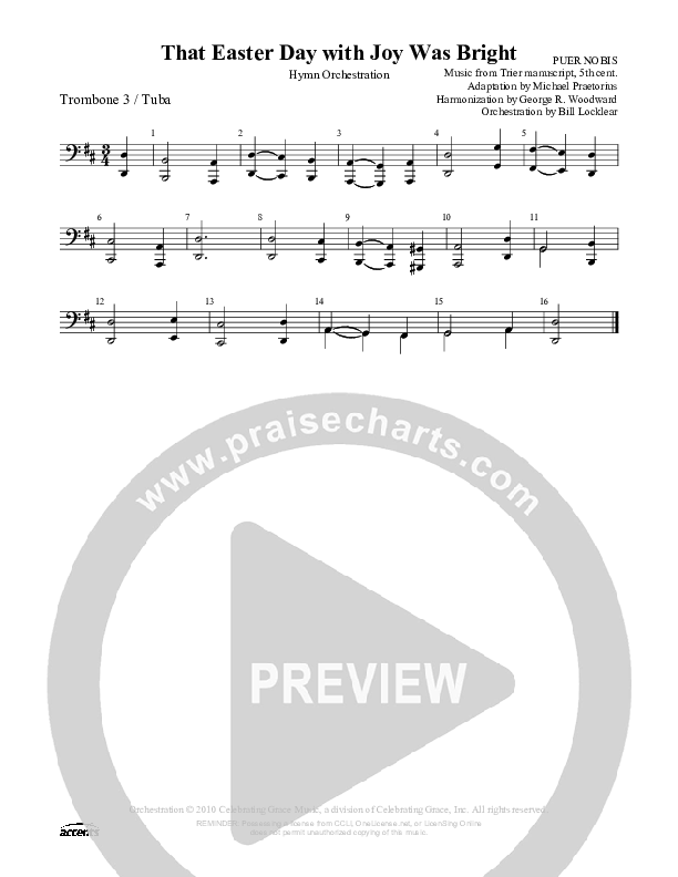 That Easter Day With Joy Was Bright Trombone 3/Tuba ()
