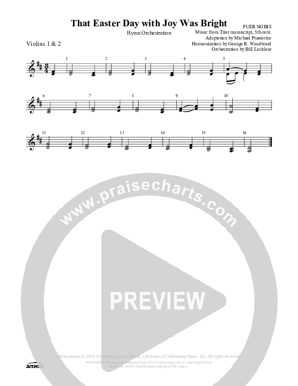 That Easter Day With Joy Was Bright Violin 1/2 ()