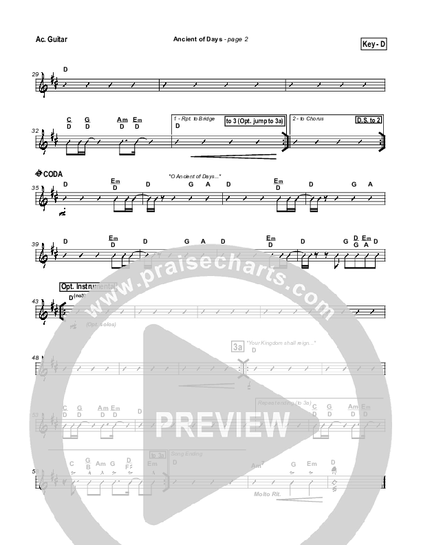 Ancient Of Days Acoustic Guitar (Ron Kenoly)