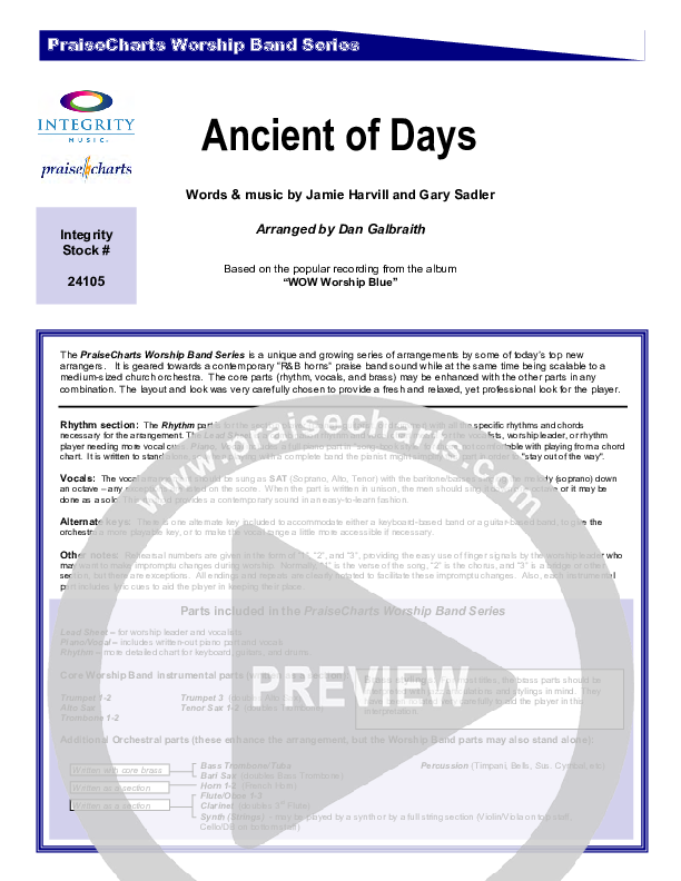 Ancient Of Days Cover Sheet (Ron Kenoly)