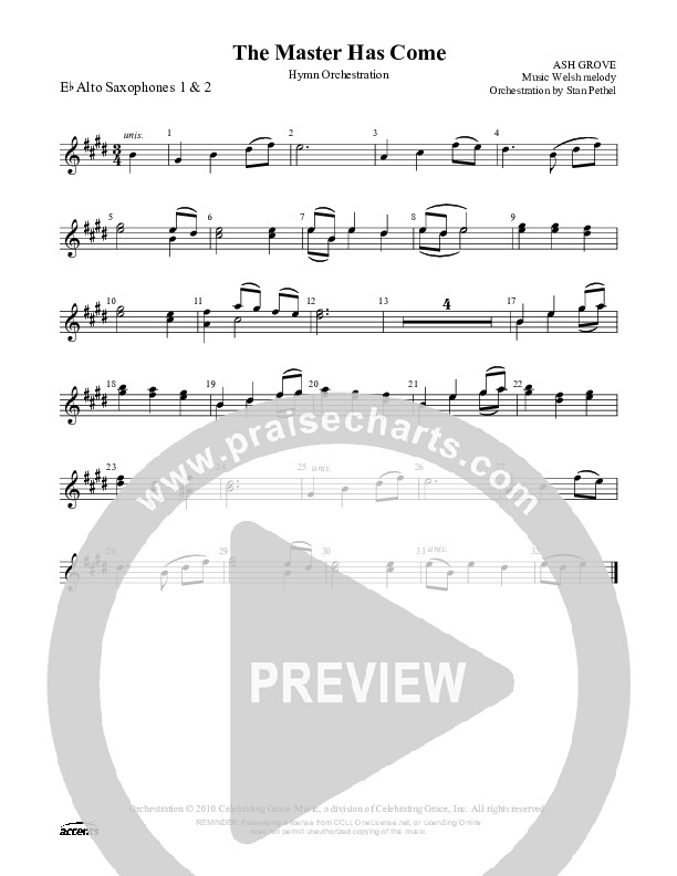 The Master Has Come Alto Sax 1/2 ()