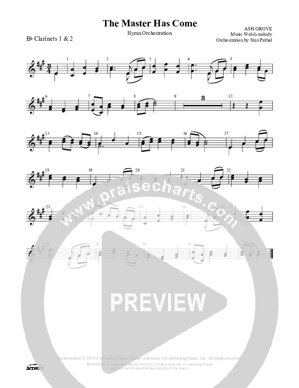 The Master Has Come Clarinet 1/2 ()
