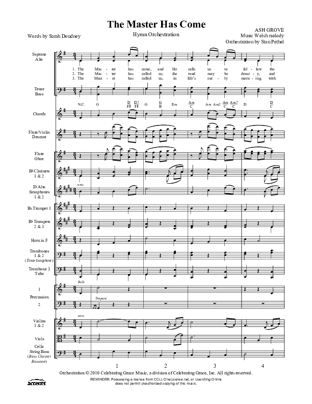 The Master Has Come Conductor's Score ()