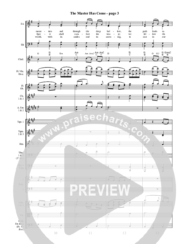 The Master Has Come Conductor's Score ()