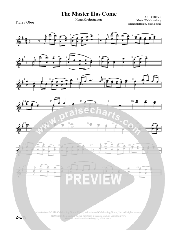 The Master Has Come Flute/Oboe ()
