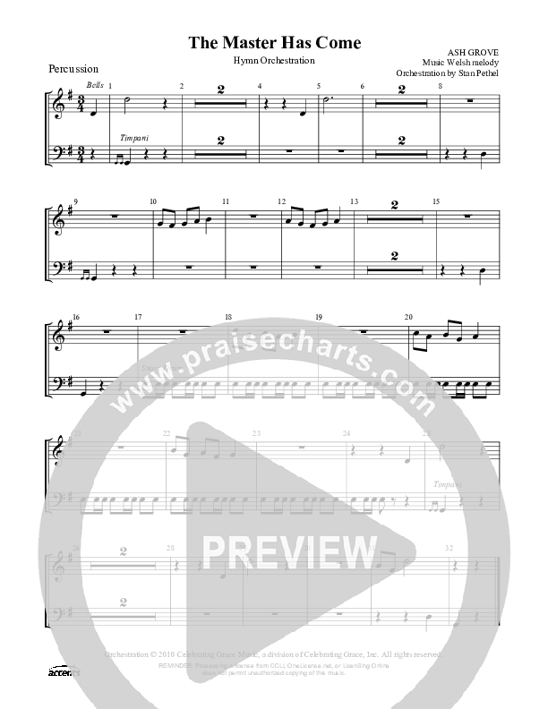 The Master Has Come Percussion ()
