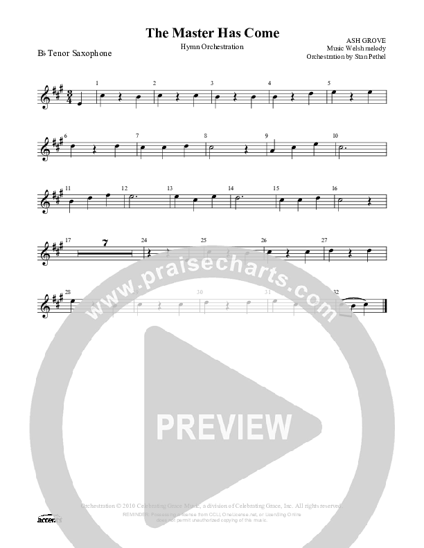 The Master Has Come Tenor Sax 2 ()