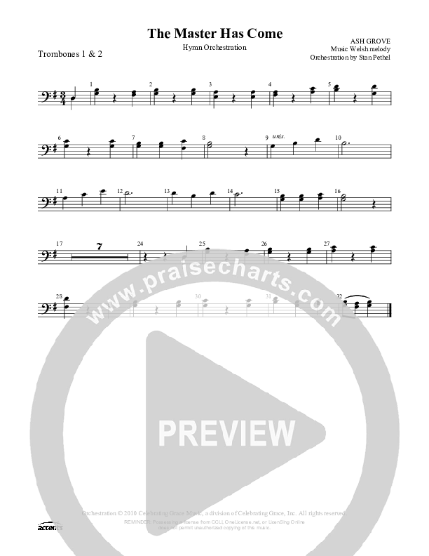 The Master Has Come Trombone 1/2 ()