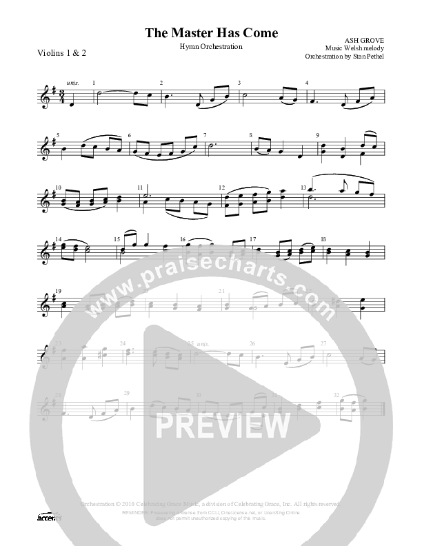 The Master Has Come Violin 1/2 ()