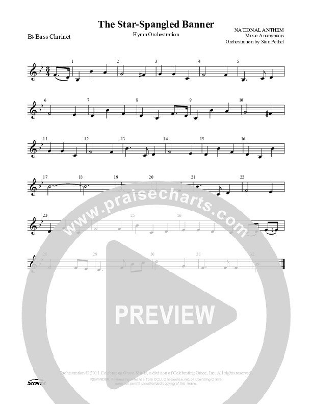 The Star-Spangled Banner Bass Clarinet ()