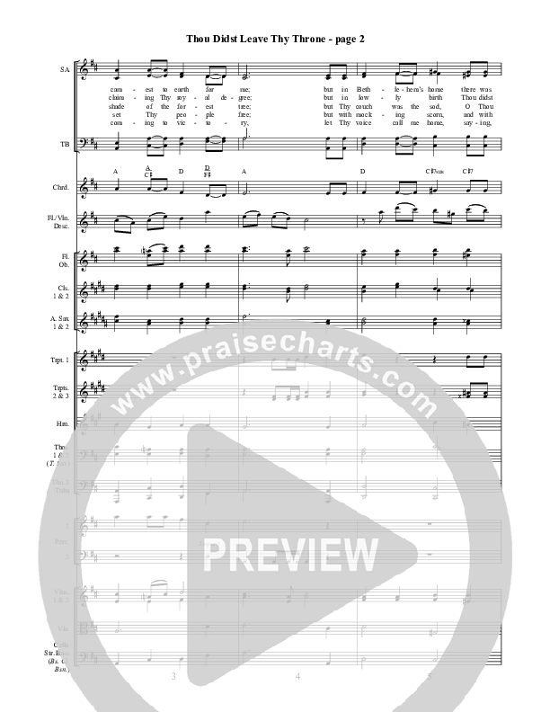 Thou Didst Leave Thy Throne Orchestration ()