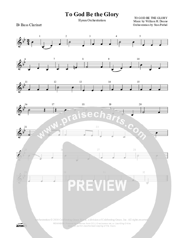 To God Be The Glory Bass Clarinet ()