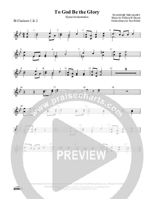 To God Be The Glory Clarinet 1/2 ()