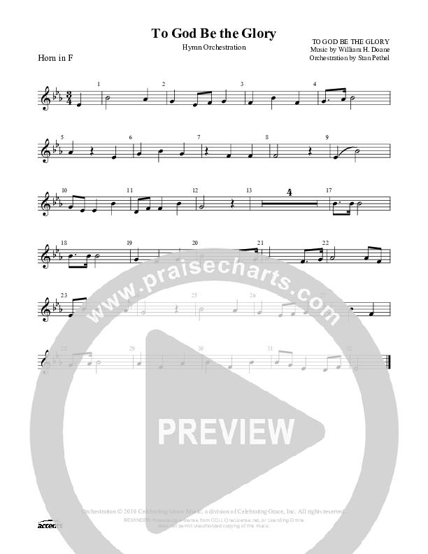 To God Be The Glory French Horn ()