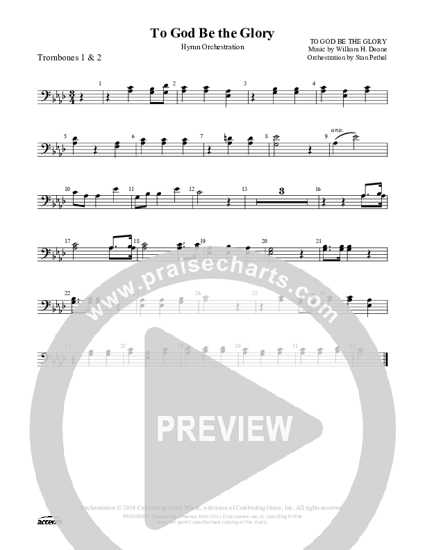 To God Be The Glory Trombone 1/2 ()