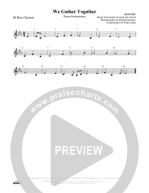 We Gather Together  Bass Clarinet ()