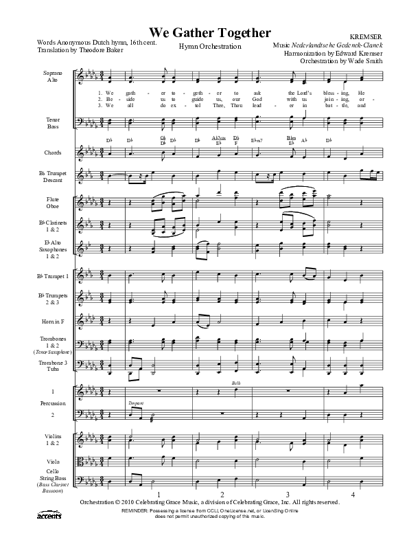 We Gather Together  Orchestration ()