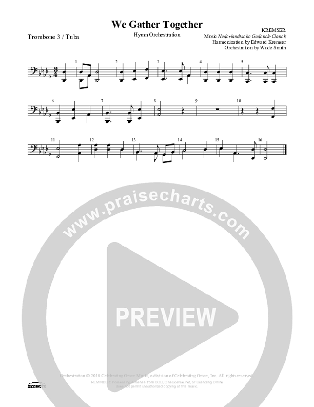 We Gather Together  Trombone 3/Tuba ()