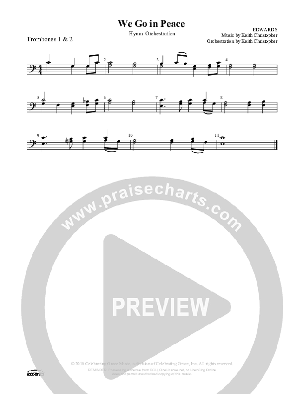 We Go In Peace Trombone 1/2 ()