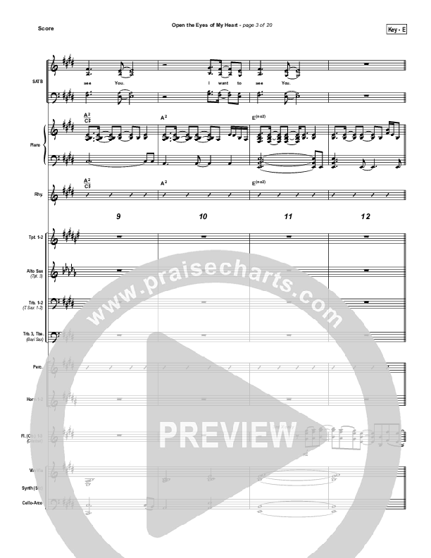 Open The Eyes Of My Heart Conductor's Score (Paul Baloche)