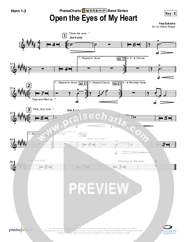 Open The Eyes Of My Heart Brass Pack (Paul Baloche)