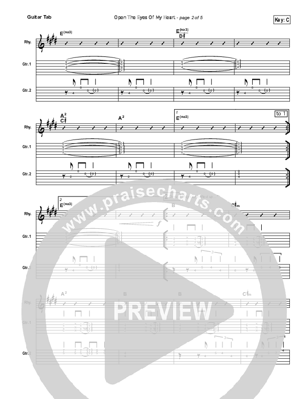 Open The Eyes Of My Heart Guitar Tab (Paul Baloche)