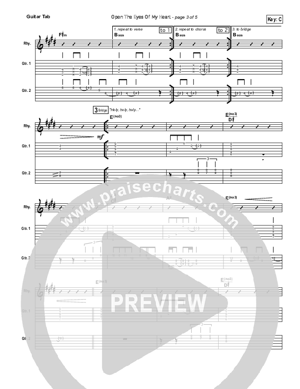 Open The Eyes Of My Heart Guitar Tab (Paul Baloche)
