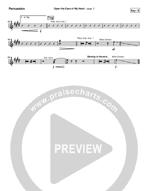 Open The Eyes Of My Heart Percussion (Paul Baloche)