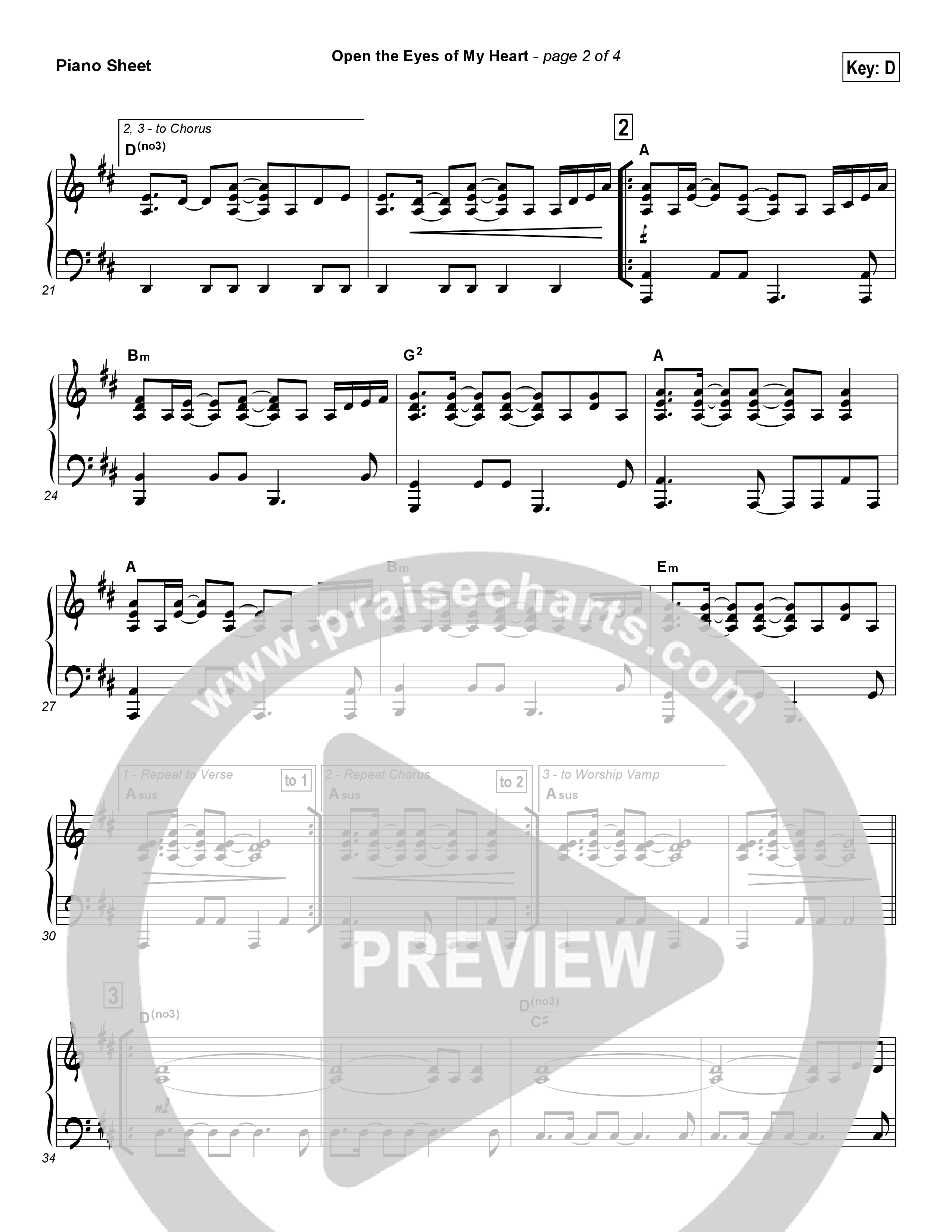 Open The Eyes Of My Heart Piano Sheet (Paul Baloche)