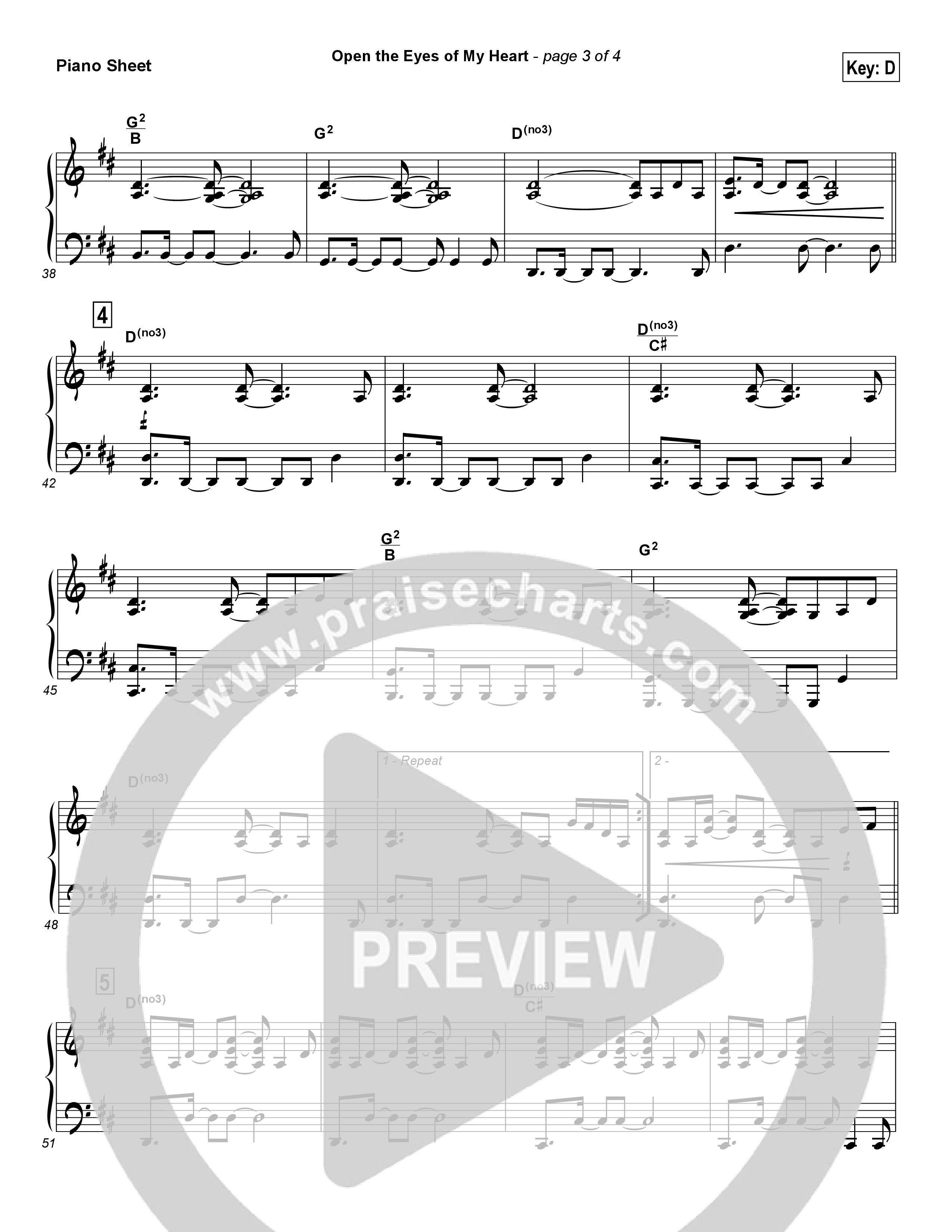Open The Eyes Of My Heart Piano Sheet (Paul Baloche)