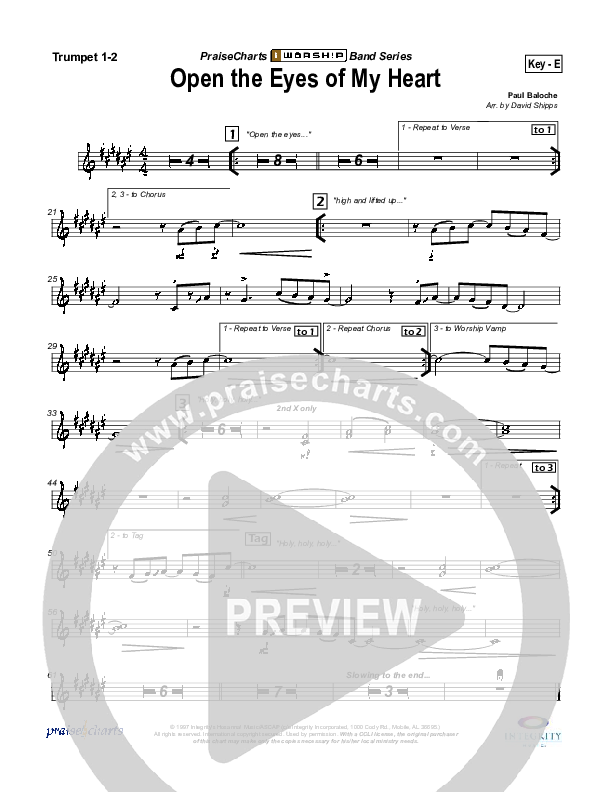 Open The Eyes Of My Heart Trumpet 1,2 (Paul Baloche)