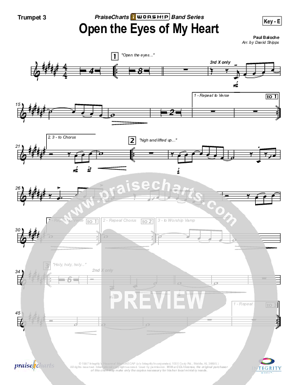 Open The Eyes Of My Heart Brass Pack (Paul Baloche)