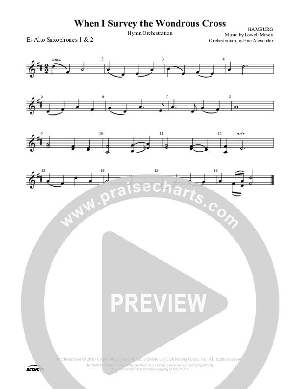 When I Survey The Wondrous Cross Alto Sax 1/2 ()