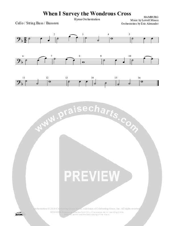 When I Survey The Wondrous Cross Cello/Bass ()