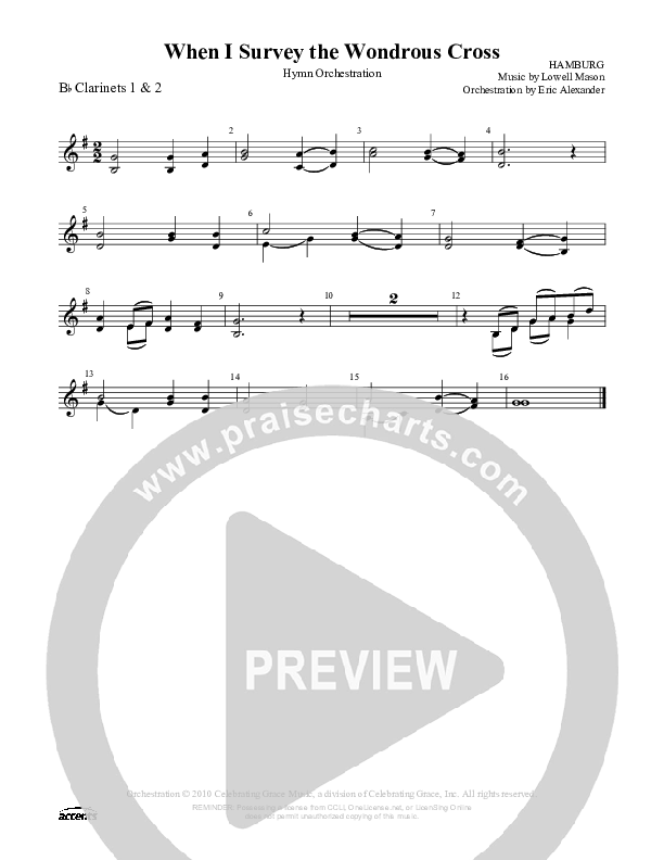 When I Survey The Wondrous Cross Clarinet 1/2 ()
