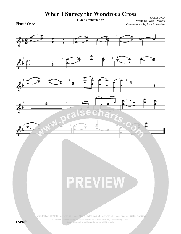 When I Survey The Wondrous Cross Flute/Oboe ()