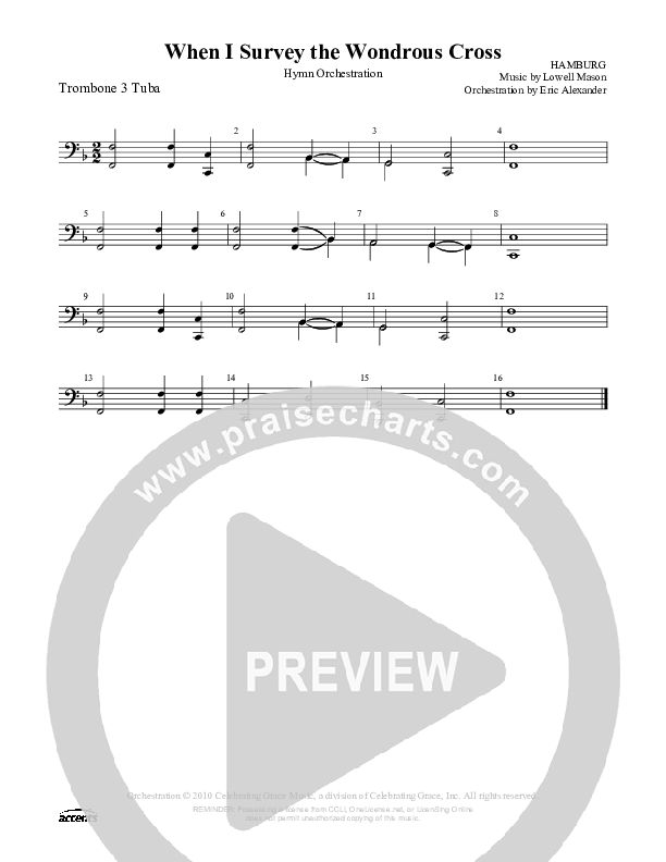 When I Survey The Wondrous Cross Trombone 3/Tuba ()