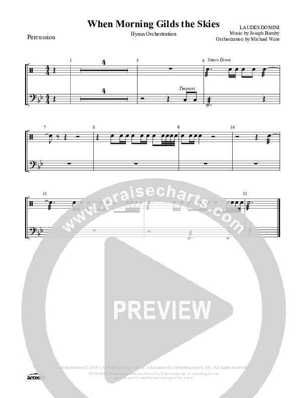 When Morning Gilds The Skies Percussion ()