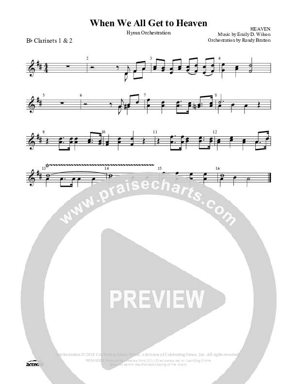 When We All Get To Heaven Clarinet 1/2 ()