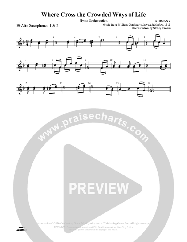 Where Cross The Crowded Ways Of Life Alto Sax 1/2 ()