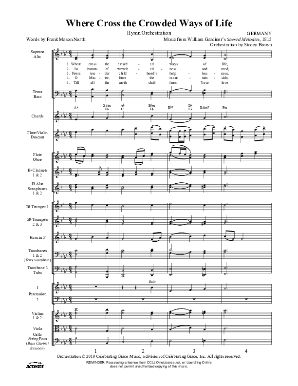 Where Cross The Crowded Ways Of Life Conductor's Score ()