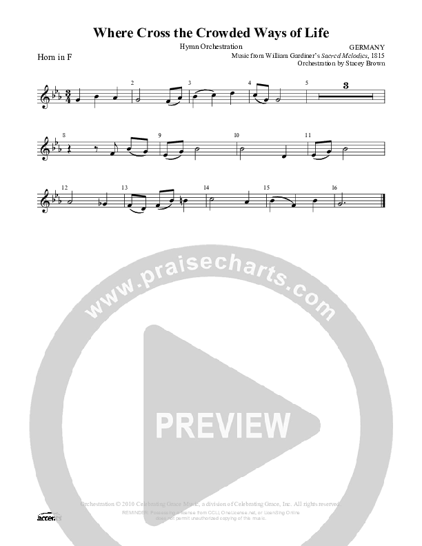 Where Cross The Crowded Ways Of Life French Horn ()