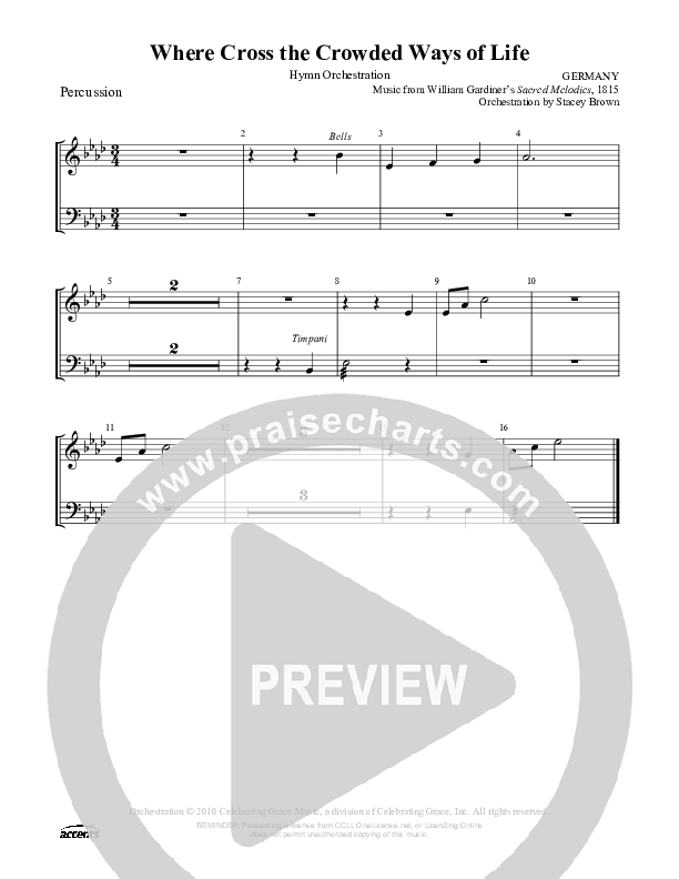 Where Cross The Crowded Ways Of Life Percussion ()