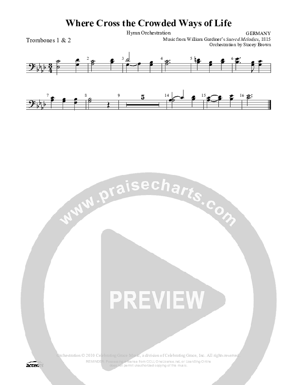 Where Cross The Crowded Ways Of Life Trombone 1/2 ()