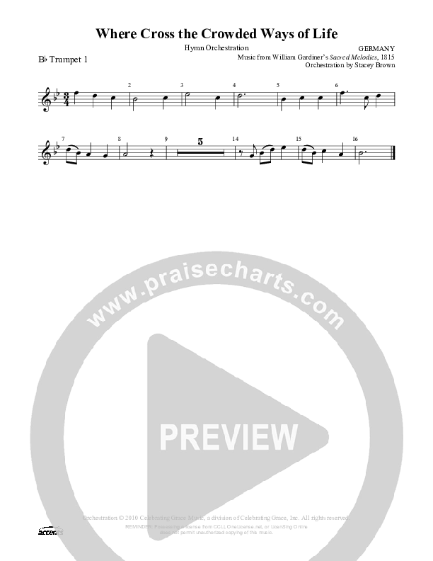 Where Cross The Crowded Ways Of Life Trumpet 1 ()