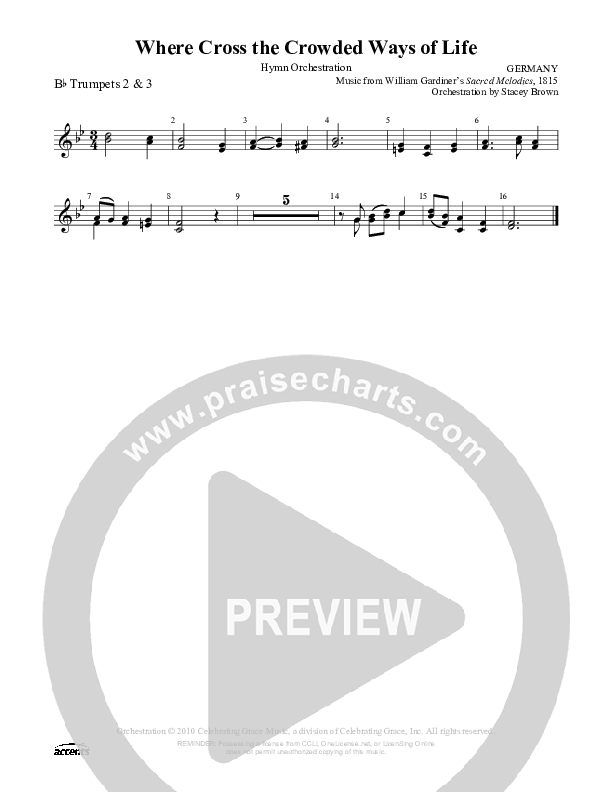 Where Cross The Crowded Ways Of Life Trumpet 2/3 ()