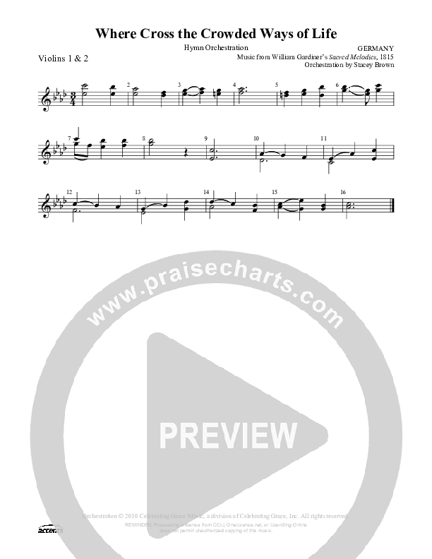 Where Cross The Crowded Ways Of Life Violin 1/2 ()