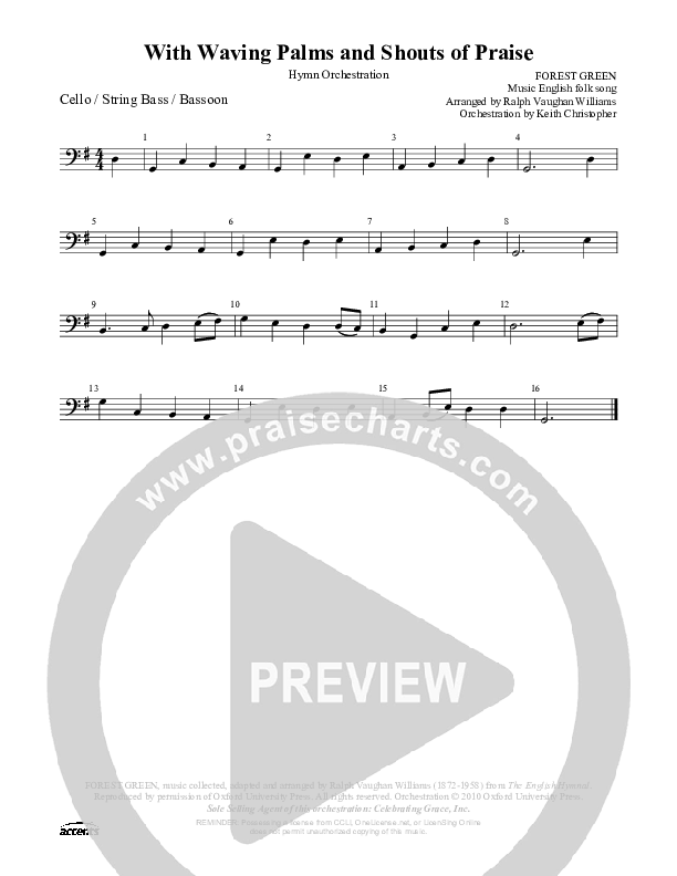 With Waving Palms And Shouts Of Praise Cello/Bass ()