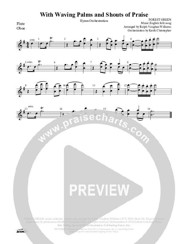 With Waving Palms And Shouts Of Praise Flute/Oboe ()