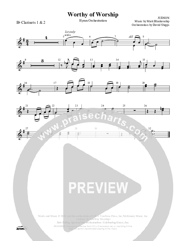 Worthy Of Worship Clarinet 1/2 ()
